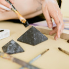 70 mm Non-polished shungite and quartz pyramid