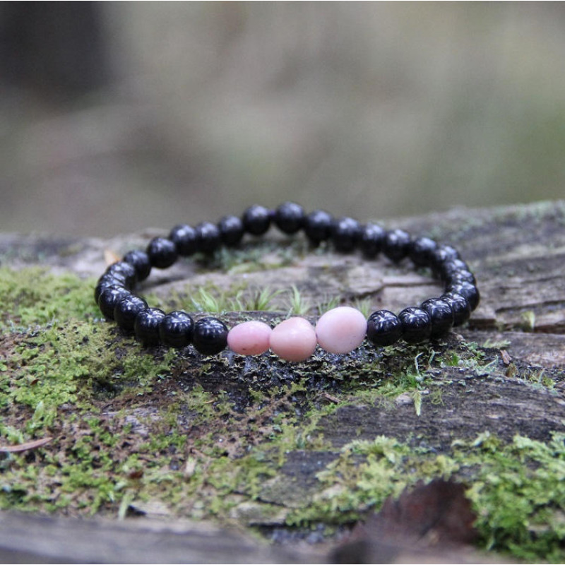 Shungite stone bracelet with 6 mm beads on elastic band for sale