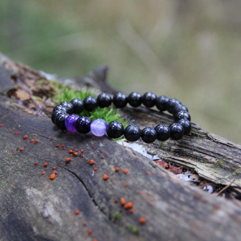 Natural Black agate 8 mm Round Bead Crystal Stone Bracelets
