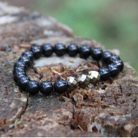 Shungite and painted hematite protective bracelet   poip_id=