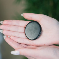 Polished shungite worry stone for chakra balancing and crystal healing  poip_id=