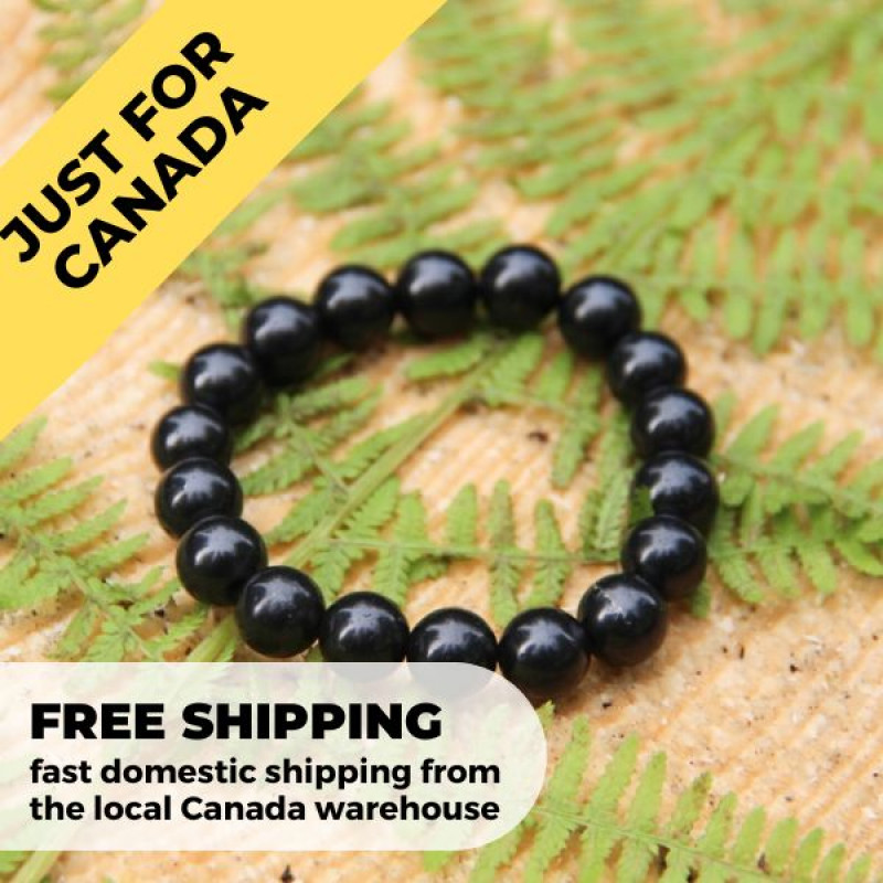Buy Shungite bracelet gift with 10 mm beads on elastic band with