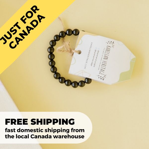 Only in Canada | Shungite bracelet with round 8 mm beads on elastic band