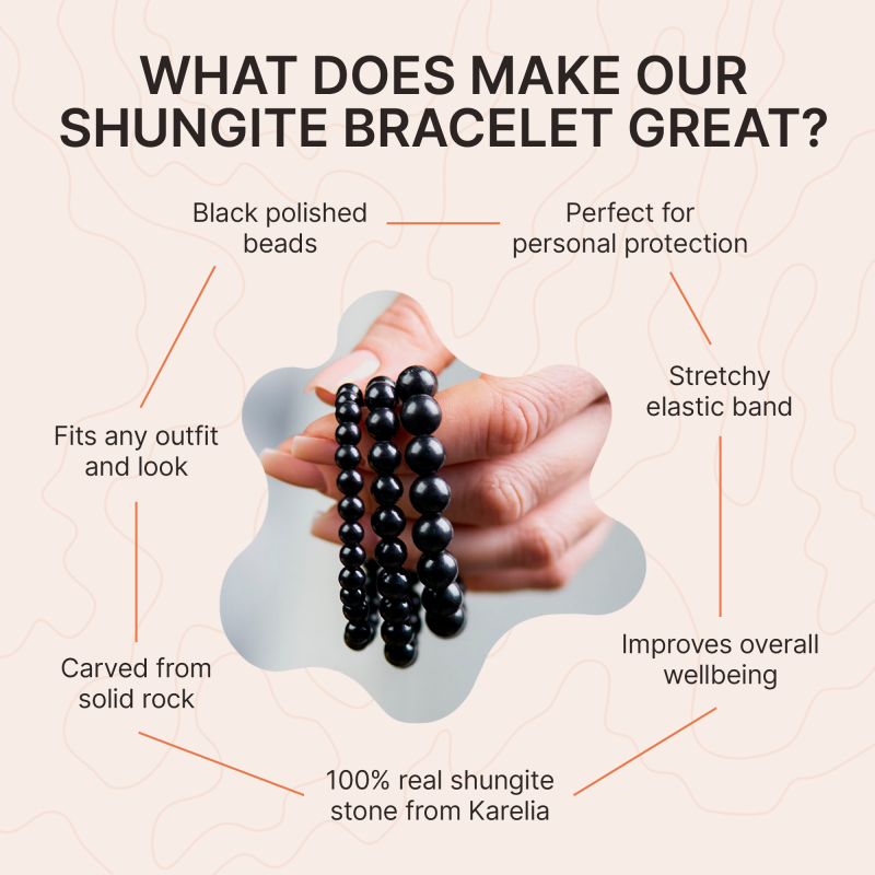 Bracelet pour enfants élastique perles 6mm en shungite