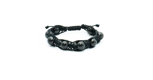 Shungite stone bracelet with 6 mm beads on elastic band for sale