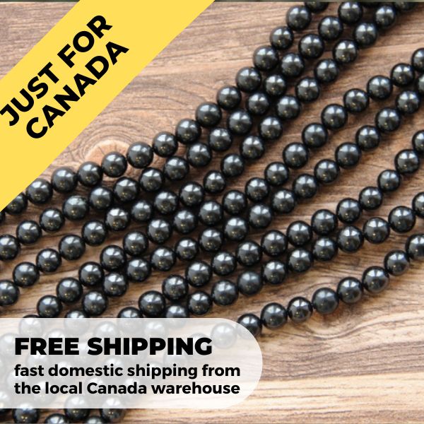 Only in Canada | Black shungite stone beads 50 pieces 8 mm