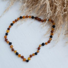 Baltic Amber Teething Necklace for Children with Multicolor Beads
