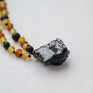 Baltic Amber Necklace for Adults with Elite Shungite Pendant
