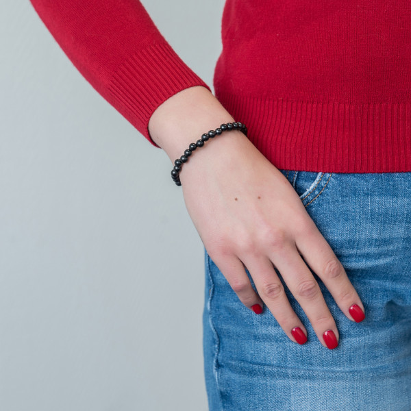 Shungite bracelet with 6 mm beads on elastic band
