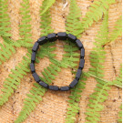 Shungite bracelet with non-polished rectangular beads on elastic band