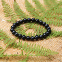 Shungite bracelet for children with 8 mm beads on elastic band 14 cm (5.5 inches)