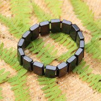 Shungite bracelet with polished rectangular beads on elastic band  poip_id=