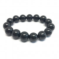 Adjustable Bracelet with Authentic Shungite, Protection Bracelet  (12 mm Round Beads)  poip_id=